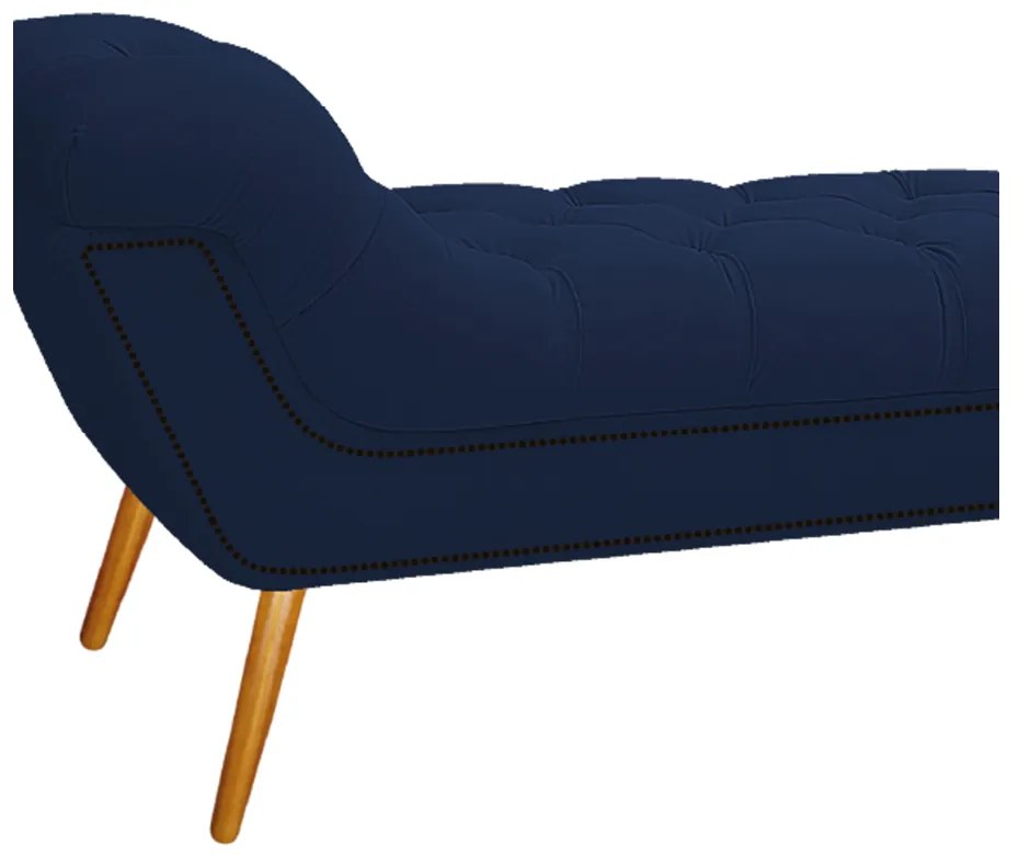 Calçadeira Estofada Veneza 160 cm Queen Size Suede Azul Marinho - ADJ Decor