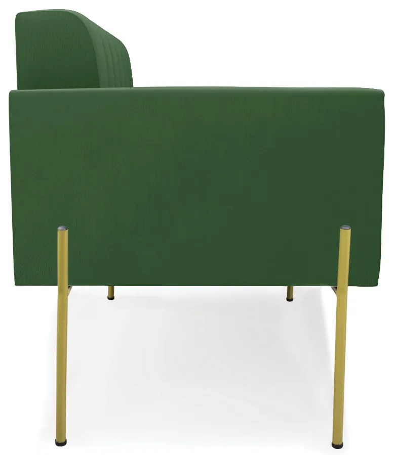 Sofá Namoradeira 2 Lugares Pé de Ferro Dourado Elisa Suede D03 - D'Rossi - Verde