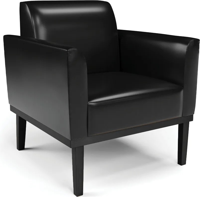Poltrona Decorativa Isabella Pés Fixo em Madeira PU Preto Brilho G19 - Gran Belo