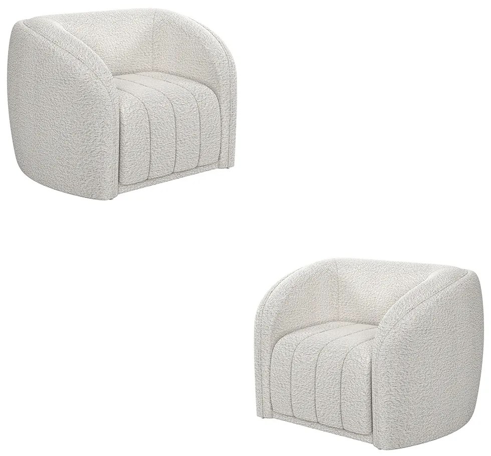Kit 2 Poltronas Decorativas Sala de Estar Adam Boucle Branco G45 - Gran Belo