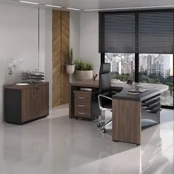 Conjunto Escritório Home Office 3 Peças Mesa em L Corp A06 Charuto/Pre