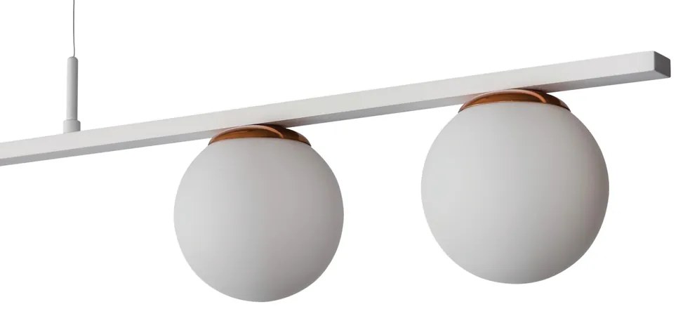 Pendente Dama 120X30Cm 3Xg9 / Cabos Kevlar Cristal / Metal E Globo Ø12... (AZO-F / CB-V - Azul Oceano Fosco / Cobre Brilho Escovado, FOSCO)