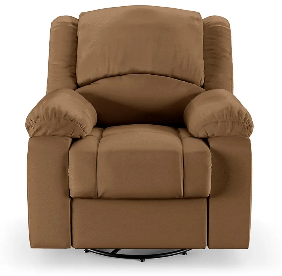 Poltrona do Papai Reclinável Sala de Cinema Madrid Glider Manual Giratória Massagem USB PU Caramelo  G23