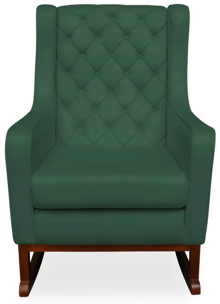 Kit Poltrona Amamentação Balanço Maju com Puff Flor Veludo - Verde Bandeira