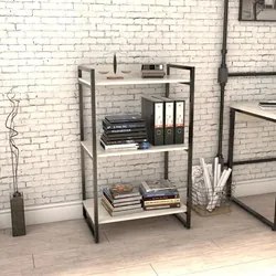 Kit 2 Estantes Livreiro Prisma Estilo Industrial 60cm 3 Prateleiras C0