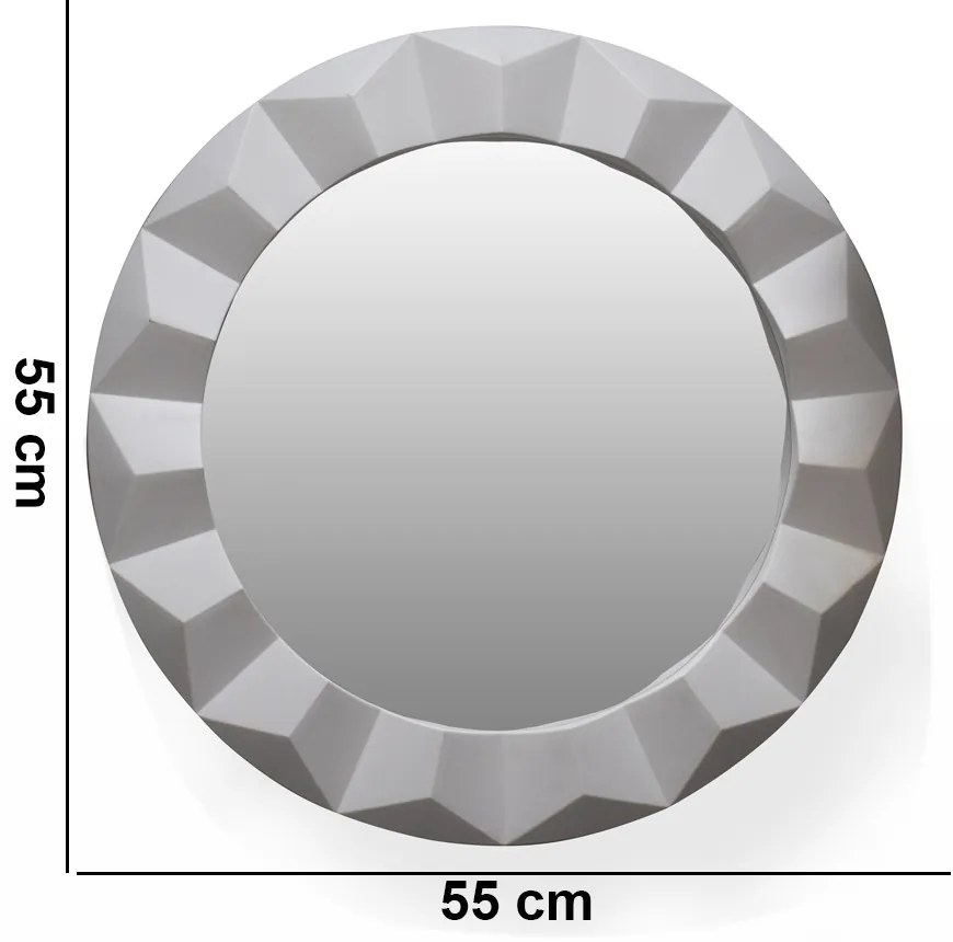 Espelho Decorativo Redondo Com Moldura de Plastíco 3d Branco 55x55 Cm Indo Decor - D'Rossi