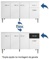 Balcão Gabinete Para Pia Sem Tampo 150cm 4 Portas e 1 Gaveta Flex Gabr