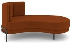 Chaise Longue Divã 164cm Braço Esquerdo Logus D06 Veludo Telha - Mpoze