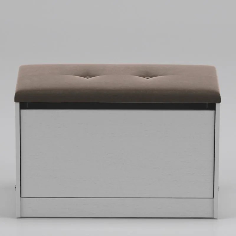 Sapateira Puff Cama Quarto Multifuncional Decoração Branco/marrom