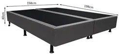 Base Box para Cama Casal Queen 158x198cm Bipartido Liz S05 Sintético C