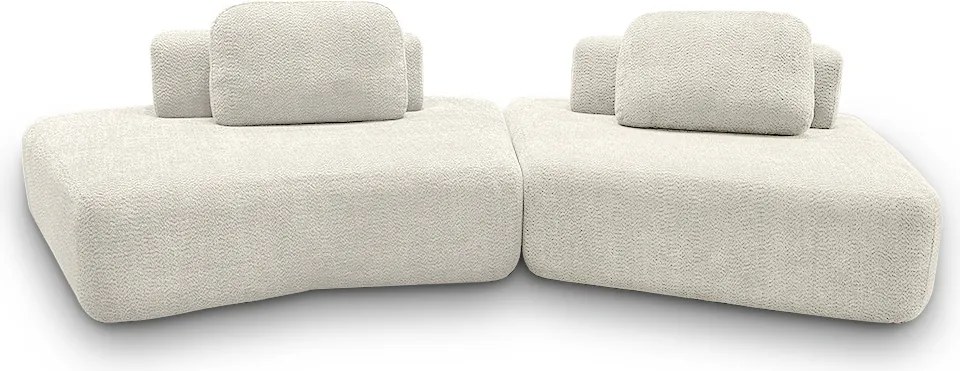Sofá Ilha Sala de Estar Modulado Dakota Encosto Almofadas Soltas Bouclê Rústico OffWhite G33 - Gran Belo