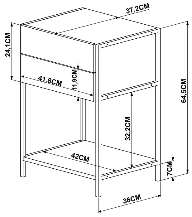 Mesa De Cabeceira Quarto Multifuncional - Vermont Cobre
