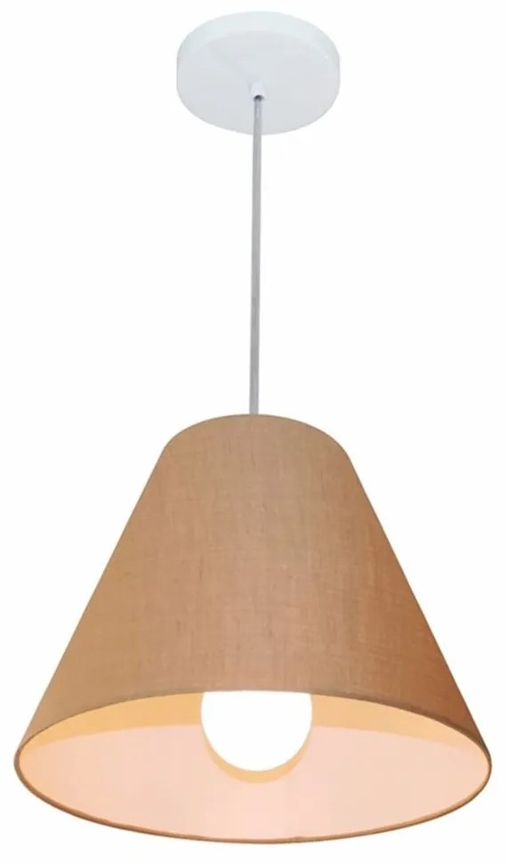 Lustre Pendente Cone Md-4028 Cúpula em Tecido 25/30x12cm Palha - Bivolt