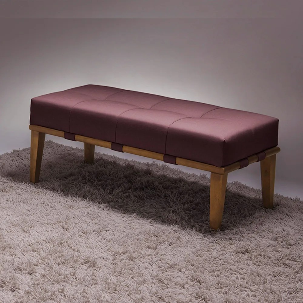 Puff Decorativo 100cm Martínez Veludo Pés Madeira Rosa/Mel G62 - Gran Belo
