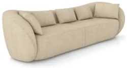 Sofá 3 Lugares 272cm Orgânico Pé Madeira Yume Linho Bege Z55 - Mpozena