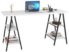 Mesa Escrivaninha Cavalete 150cm Estilo Industrial Prisma C08 Branco C