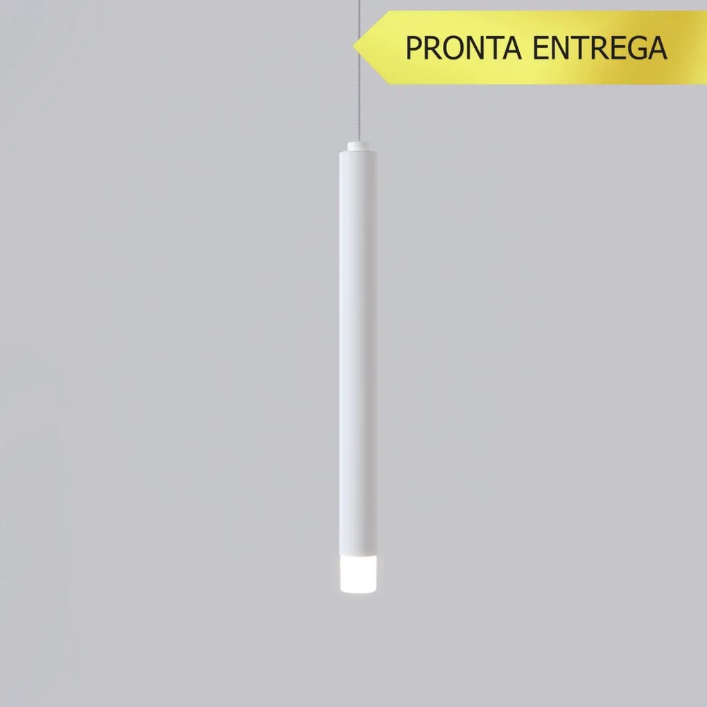 Pendente Tubo Ø2,9X30Cm Ponteira Acrílico 1Xled 5W - Qimporta Pd2315 (BRANCO, 110v)