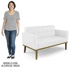 Sofá Namoradeira e 2 Poltronas Base Madeira Castanho Ana Sintético Bra