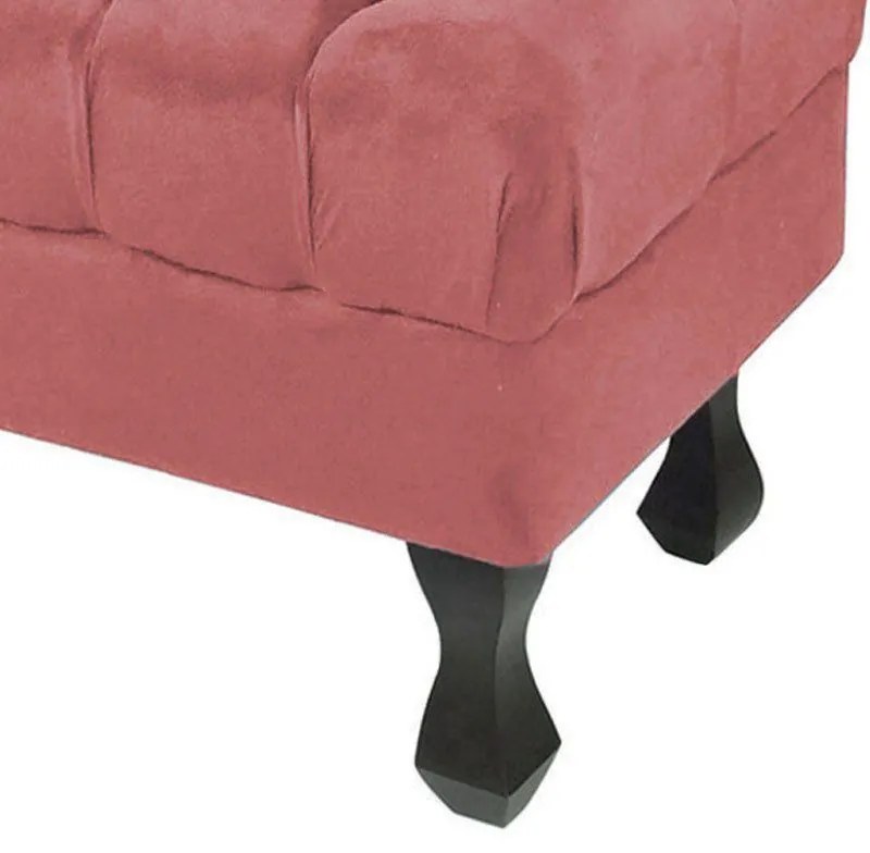 Puff Retrô Luis XV Capitonê Suede Rose - D'Rossi