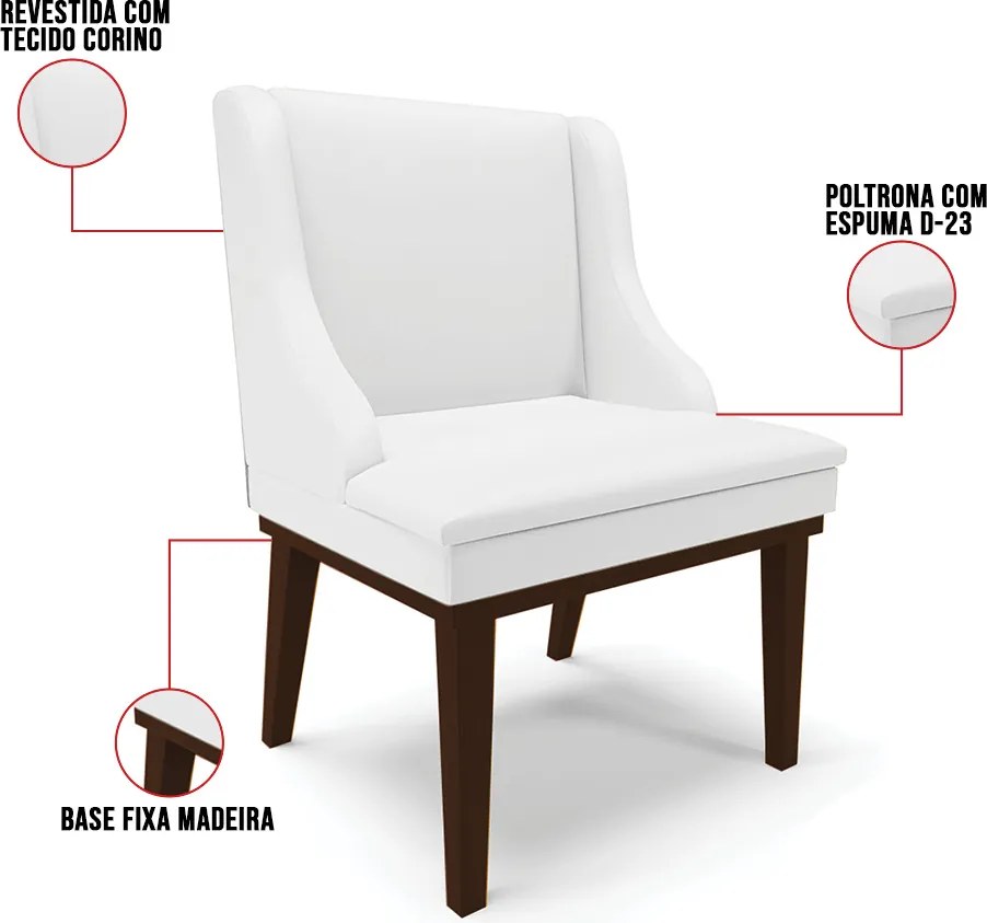 Cadeira de Jantar Liz Corino Base Fixa Madeira Tabaco D03 - D'Rossi - Branco
