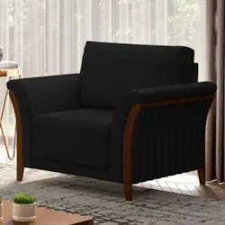 Kit 2 Poltronas Decorativas Sala de Estar 102cm Pés Madeira Roya Z32 V