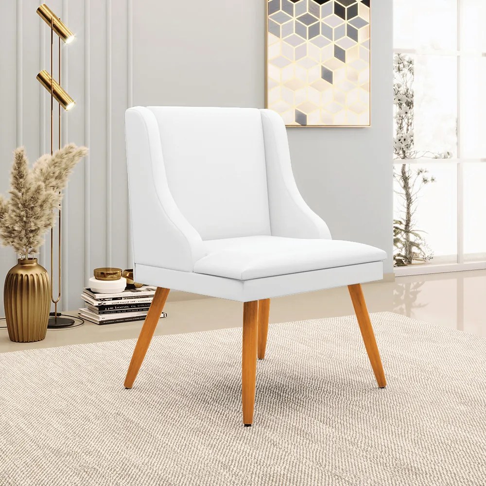 Cadeira de Jantar Pés Palito Castanho Kit 4 Liz Corino - Branco