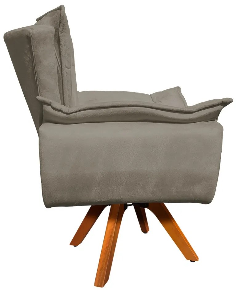 Poltrona Sala de Estar Giratória MM30 Opalla Suede Marrom Rato D03 - D'Rossi