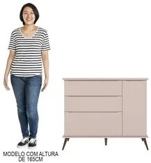 Cômoda Infantil 1 Porta 3 Gavetas 100% MDF Pés Retrô Melinda Rosê - Ph