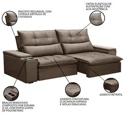 Sofá Retrátil Reclinável 3 Lugares 230cm Moritz F05 Veludo Castor - Mp