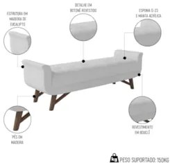 Cabeceira Cama Box Queen 160cm Pisa e Recamier Neville Z37 Boucle Bran