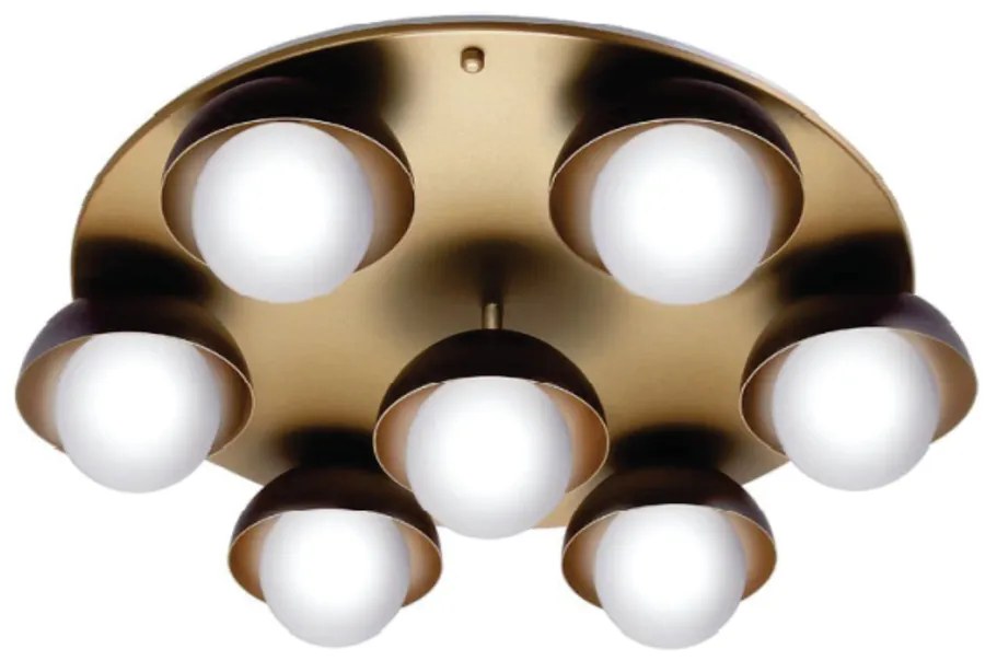 Plafon Cúpula Ø59X17Cm Metal E Globo Ø10Cm 07Xg9 |Old Artisan Plf-5522 (COBRE FOSCO, FOSCO (BRANCO))