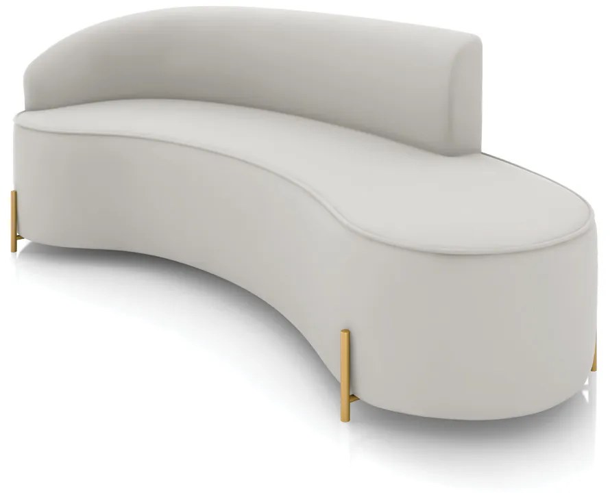 Sofá 4 Lugares Orgânico 220cm Pé Dourado Morgan Veludo D03 - D'Rossi - Cinza