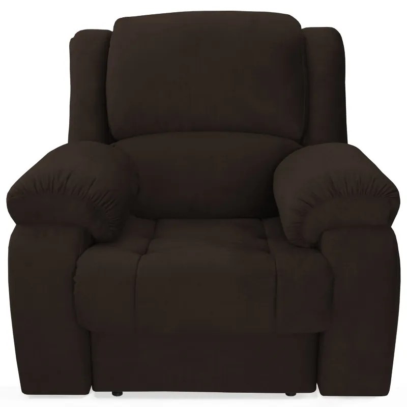 Poltrona Decorativa Magnum Reclinável Manual Suede Marrom