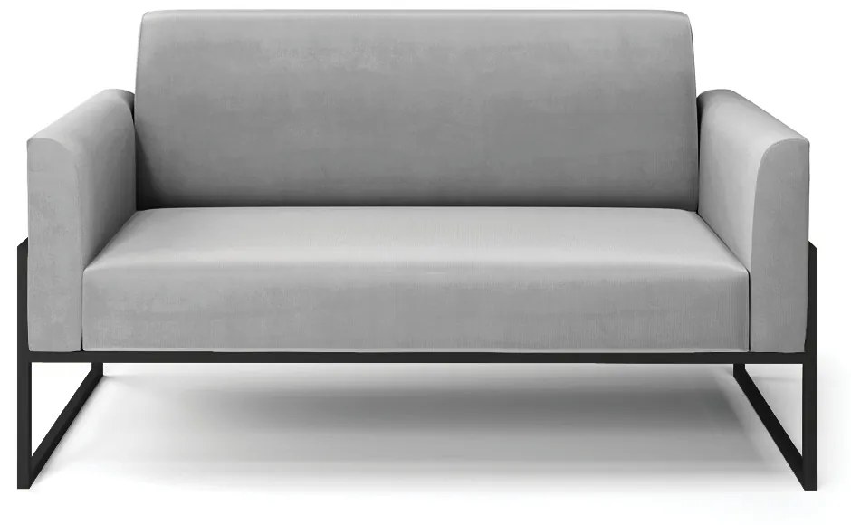 Sofá Namoradeira Base Industrial Alta Preto Marisa Suede D03 - DRossi - Cinza