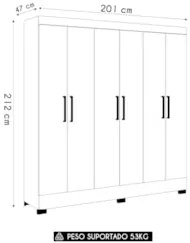 Guarda Roupa Casal 201cm 6 Portas Pratik D02 Amêndola/Off - Mpozenato