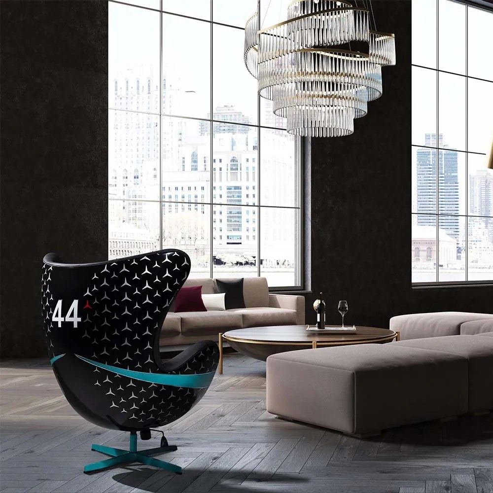Kit 2 Poltronas Decorativas Egg Chair nº 44 Hamilton Preta G53 - Gran Belo