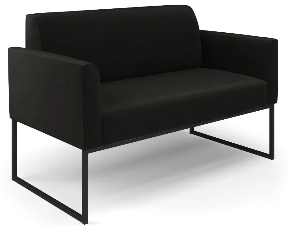 Sofá Namoradeira com Poltrona Base Industrial Preto Marisa Suede D03 - D'Rossi - Preto