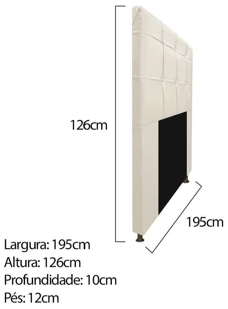 Kit Cabeceira e Calçadeira Baú Estofada Mel 195 cm King Size Com Capitonê Corano Bege - ADJ Decor