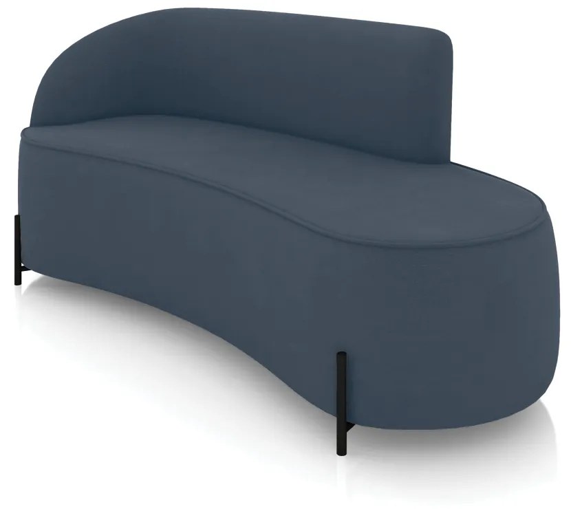 Sofá 3 Lugares Orgânico 180cm Pé Ferro Preto Morgan Suede D03 - D'Rossi - Azul Marinho