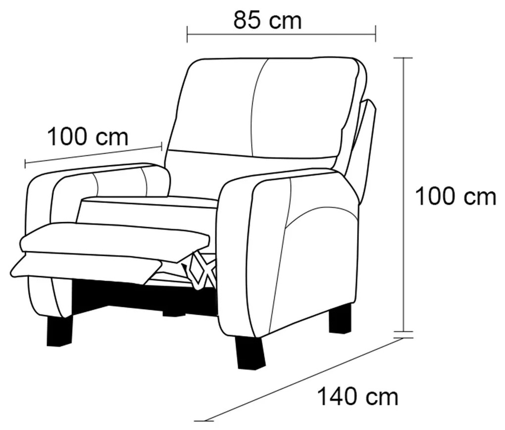 Poltrona de Couro Reclinável Paxton M06 Cor Café 490 - ADJ DECOR