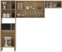 Armário de Cozinha Compacta 251cm Laura Plus Soft/Freijó Z06 - Mpozena