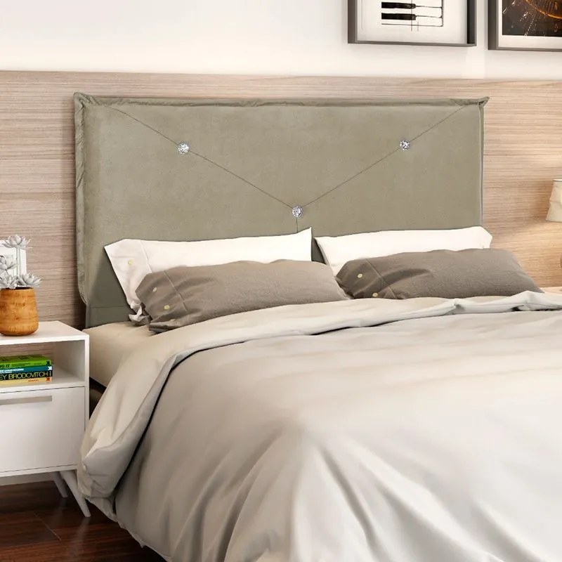 Cabeceira Cama Box Casal 140 cm Sofia Veludo Bege - Sheep Estofados - Bege