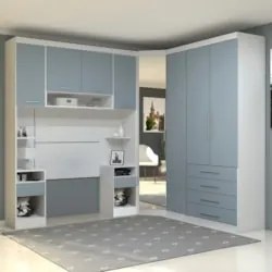 Guarda Roupa Solteiro Modulado CP04 Taiga Branco/Grey L01 - Mpozenato