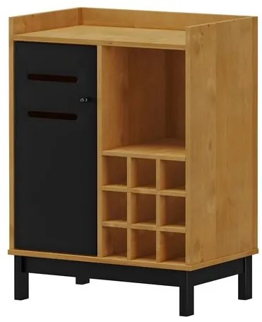 Adega Vidya 1 Porta Preto com Carvalho 85cm - 68988 Sun House