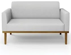 Sofá Namoradeira e 2 Poltronas Base Madeira Castanho Maressa Linho Cin