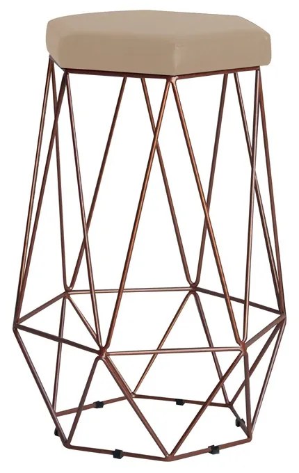 Banqueta Decorativa Rubel Base Bronze Suede Bege G41 - Gran Belo
