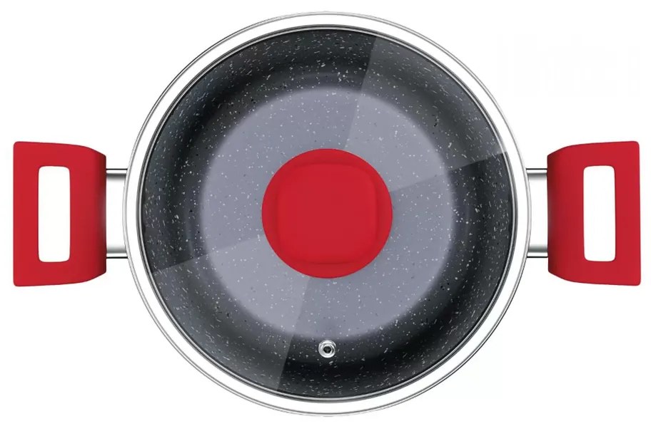 Caçarola Titânio Red 20cm + Tampa de vidro