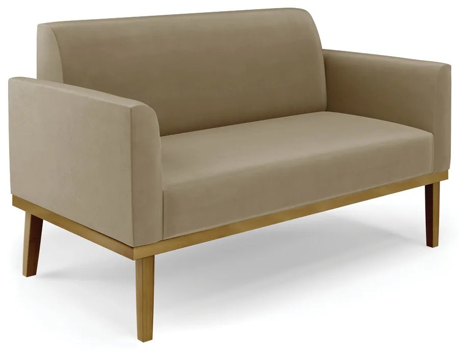 Sofá 2 Lugares Namoradeira Marisa Base Madeira Castanho Suede D03 - D'Rossi - Marrom Rato