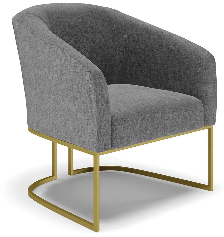 Namoradeira e 2 Poltronas Base Industrial Dourado Stella Linho D03 - D'Rossi - A26 Grafite