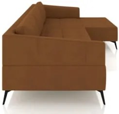Sofá 5 Lugares 366cm Com Chaise Direito Eko Couro Caramelo Z55 - Mpoze